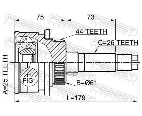 Купить ШРУС НАРУЖНЫЙ 25X61X26 MAZDA BT-50 UN 2006-2008 FEBEST 0510-B25A44