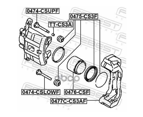 Купить СКОБА ПЕРЕДНЕГО ТОРМОЗНОГО СУППОРТА MITSUBISHI LANCER 2000.03-2009.08 FEBEST 0477C-CS3AF