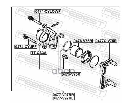 Купить СУППОРТ ТОРМОЗНОЙ ЗАДНИЙ R MITSUBISHI PAJERO/MONTERO 2006.08- FEBEST 0477-V97RR