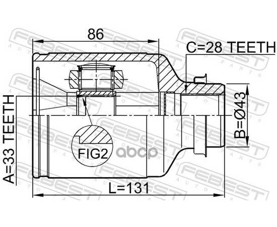 Купить ШРУС ВНУТРЕННИЙ R 33X43X28 MAZDA 6 WAGON GY 2002-2005 FEBEST 0511-M6ATRH