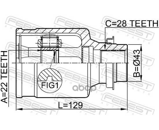 Купить ШРУС ВНУТРЕННИЙ R 22X43X28 MAZDA 3 BK 2003-2006 FEBEST 0511-M316MTRH