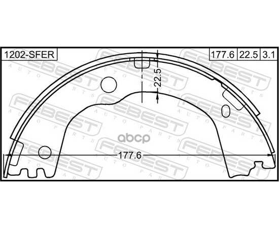 Купить КОЛОДКИ БАРАБАННЫЕ HYUNDAI SANTA FE 10-> FEBEST 1202-SFER