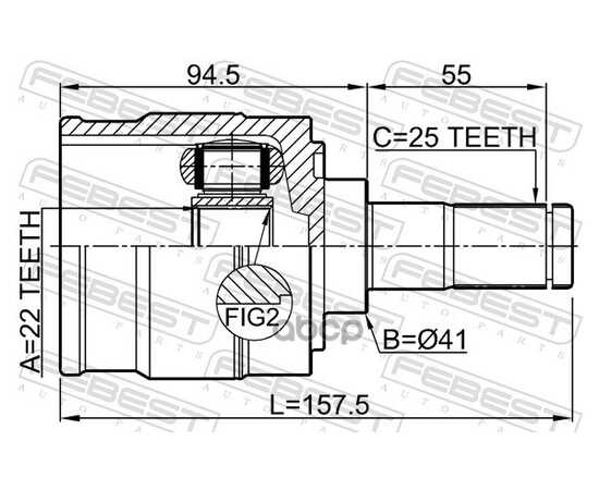 Купить ШРУС ВНУТРЕННИЙ L (КОМПЛ) HYUNDAI I30 II/ELANTRA 11-> /22X41X25MM FEBEST 1211-I30LH