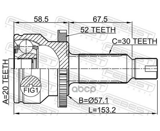 Купить ШРУС НАРУЖНЫЙ ЗАДНИЙ 20X57X30 HYUNDAI SANTA FE 1210-SFA52R