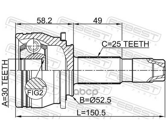 Купить ШРУС НАРУЖНЫЙ 30X52.6X25 CHEVROLET AVEO/SONIC 2012- FEBEST 1010-T300