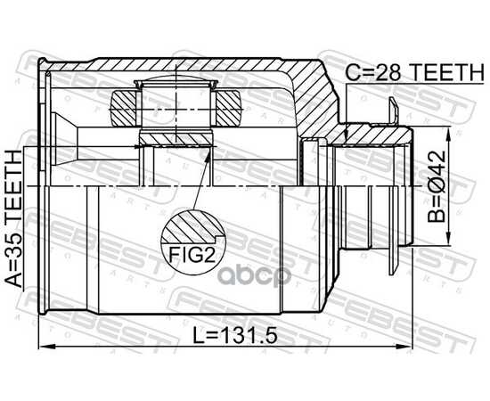 Купить ШРУС ВНУТРЕННИЙ R 35X42X28 HYUNDAI SANTA FE 12 (2012-2015) FEBEST 1211-DMRH