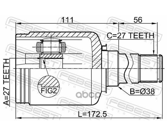 Купить ШРУС ВНУТРЕННИЙ R 27X38X27 MERCEDES BENZ E-CLASS 212 4 MATIC 2008-2013 FEBEST 1611-221FRH