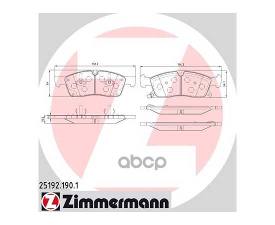 Купить КОЛОДКИ ПЕРЕДНИЕ MB GL/GLE/GLS/M-CLASS 11-19 / JEEP GRAND CHEROKEE ZIMMERMANN 25192.190.1