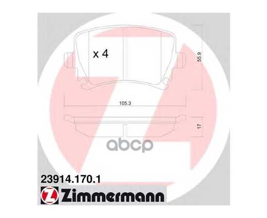 Купить КОЛОДКИ ТОРМОЗНЫЕ ЗАДНИЕ ZIMMERMANN 23914.170.1