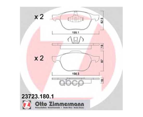 Купить КОЛОДКИ ТОРМОЗНЫЕ ПЕРЕДНИЕ FORD ZIMMERMANN 23723.180.1