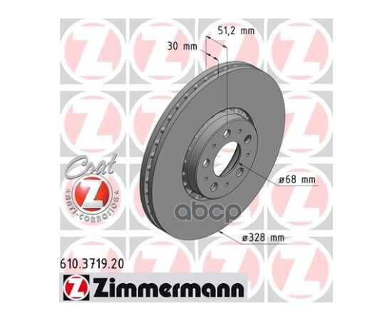 Купить ДИСК ТОРМОЗНОЙ ПЕРЕДНИЙ МОСТ VOLVO XC 90 I 2.5-3.2, 17 ZIMMERMANN 610371920