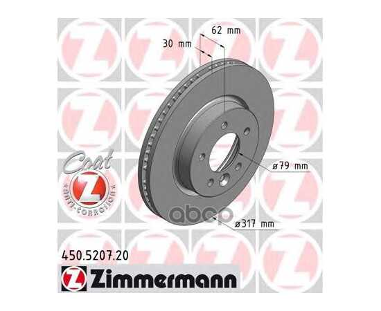 Купить ДИСК ТОРМОЗНОЙ ПЕРЕДНИЙ LAND ROVER COAT Z DISCOVERY III  IV RANGE ROVER SPORT ZIMMERMANN 450.5207.20