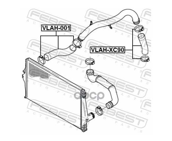 Купить ПАТРУБОК СИСТЕМЫ ОХЛАЖДЕНИЯ VOLVO XC90 2003- VLAH-001