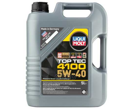 Купить МАСЛО МОТОРНОЕ LIQUI MOLY TOP TEC 4100 5W-40 СИНТЕТИЧЕСКОЕ 5 Л 9511/7501/3701