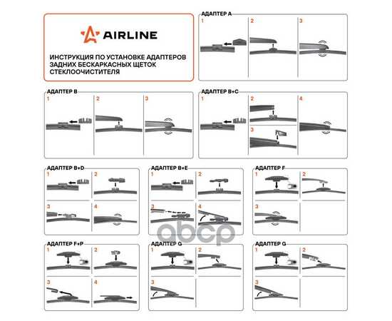 Купить ЩЕТКА СТЕКЛООЧИСТИТЕЛЯ ЗАДНЯЯ БЕСКАРКАС 250ММ (10") 8 АДАПТЕРОВ AIRLINE AWB-R-250