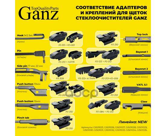 Купить ЩЕТКА СТЕКЛООЧИСТИТЕЛЯ 480 ММ БЕСКАРКАСНАЯ 1 ШТ (10 АДАПТЕРОВ) GANZ NEW GIS01032