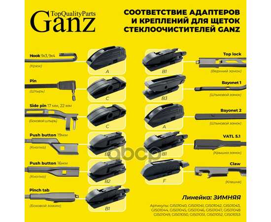 Купить ЩЕТКА СТЕКЛООЧИСТИТЕЛЯ ЗИМНЯЯ 480 ММ КАРКАСНАЯ 1 ШТ (6 АДАПТЕРОВ) GANZ WINTER GIS01047