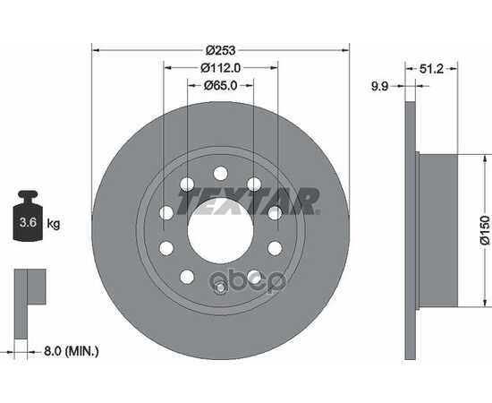 Купить ДИСК ТОРМОЗНОЙ ЗАДНИЙ С ПОКРЫТИЕМ PRO AUDI/SEAT/SKODA/VOLKSWAGEN TEXTAR 92120903