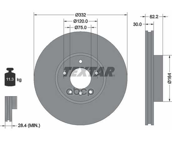 Купить ДИСК ТОРМОЗНОЙ ПЕРЕДНИЙ С ПОКРЫТИЕМ PRO+ BMW X5-E70/F15 / X6-E71/F16 TEXTAR 92160805