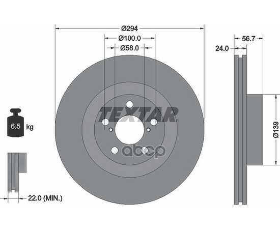 Купить ДИСК ТОРМОЗНОЙ ПЕРЕДНИЙ СТАНДАРТНЫЙ SAAB/SUBARU/TOYOTA TEXTAR 92139500