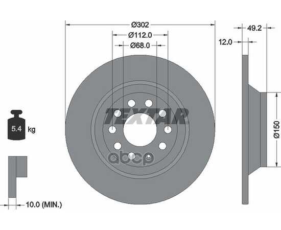 Купить ДИСК ТОРМОЗНОЙ ЗАДНИЙ С ПОКРЫТИЕМ PRO AUDI/AUDI (FAW)/BUICK (SGM)/BYD TEXTAR 92132503