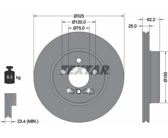 Купить ДИСК ТОРМОЗНОЙ ПЕРЕДНИЙ С ПОКРЫТИЕМ PRO+ BMW X3-E83 03-11 TEXTAR 92141505