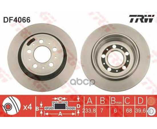 Купить ДИСК ТОРМОЗНОЙ ЗАДНИЙ VOLVO S60/S80/V70/XC70 TRW DF4066