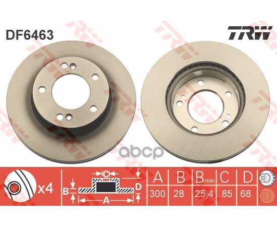 Купить ДИСК ТОРМОЗНОЙ ПЕРЕДНИЙ SSANG YONG RODIUS /VENT D=300MM TRW DF6463