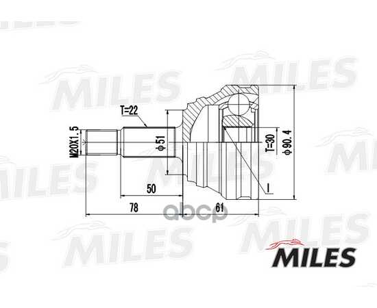 Купить ШРУС НАРУЖНЫЙ AUDI 80/90 1.8-2.3 86-91 (GKN 301939) GA20013