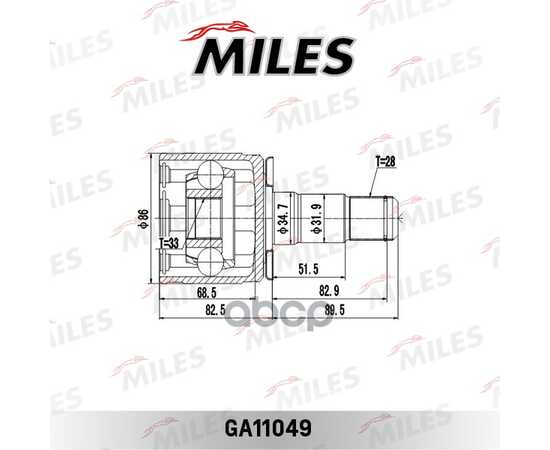 Купить ШРУС ВНУТРЕННИЙ ЛЕВЫЙ MITSUBISHI PAJERO II/SPORT I/L200 III-IV 2.4D-3.0 91- GA11049