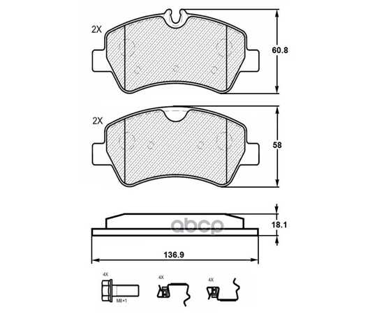 Купить КОЛОДКИ ТОРМОЗНЫЕ ЗАДНИЕ (СМЕСЬ CERAMIC СЕРИЯ PRO) FORD TRANSIT 14-/CUSTOM 12- (TRW GDB1968) E510413