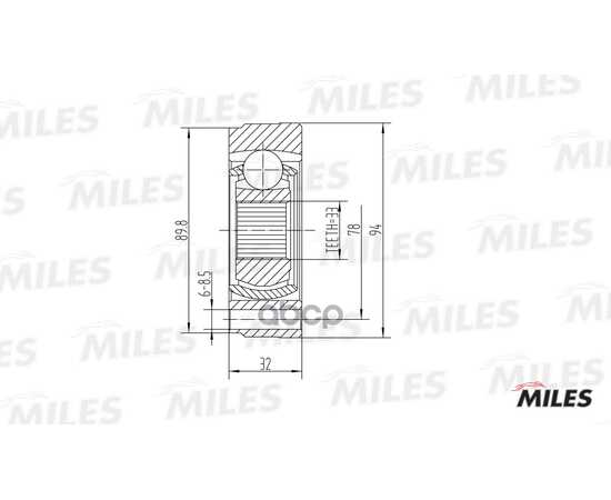 Купить ШРУС ВНУТРЕННИЙ AUDI 80/VW G1/G2/G3/PASSAT/POLO 1.3-2.3 72-06 (GKN 302230) GA10006