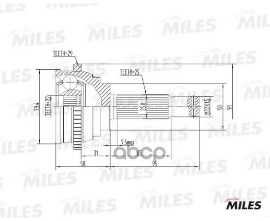 Купить ШРУС НАРУЖНЫЙ HYUNDAI ACCENT/ELANTRA 1.3-1.6 94-05 (С ABS) (GKN 303902) GA20161