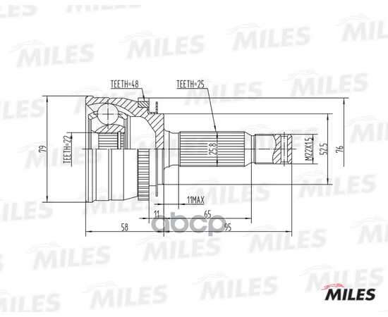 Купить ШРУС НАРУЖНЫЙ HYUNDAI GETZ 1.3-1.6 02- (С ABS) (GKN 303904) GA20165