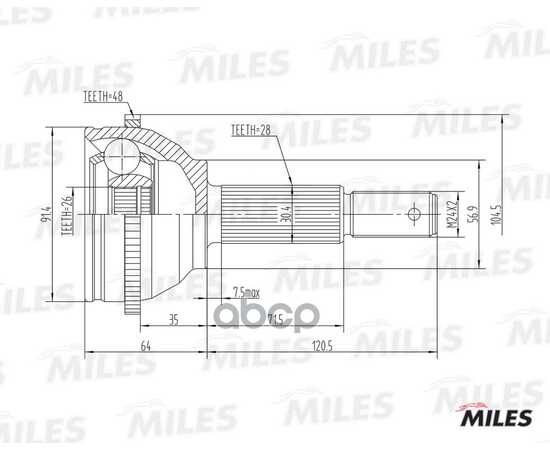 Купить ШРУС НАРУЖНЫЙ FORD TRANSIT 00-06 (С ABS) (GKN 304413) GA20124