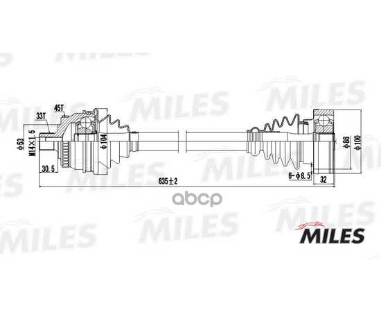 Купить ПРИВОД В СБОРЕ ПРАВЫЙ AUDI A4/VW PASSAT 1.6-1.8 95-01 (ABS) (GKN 301221) GC02009