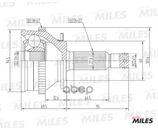 Купить ШРУС НАРУЖНЫЙ HYUNDAI SONATA IV (EF) / TRAJET (FO) (2.0L) (GSP 824066) GA20553