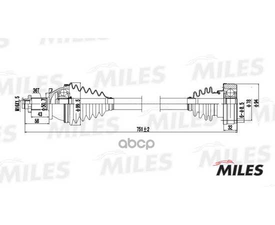 Купить ПРИВОД В СБОРЕ ПРАВЫЙ VW POLO/SKODA FABIA 1.2-1.9 99- (GKN 304444) GC02124