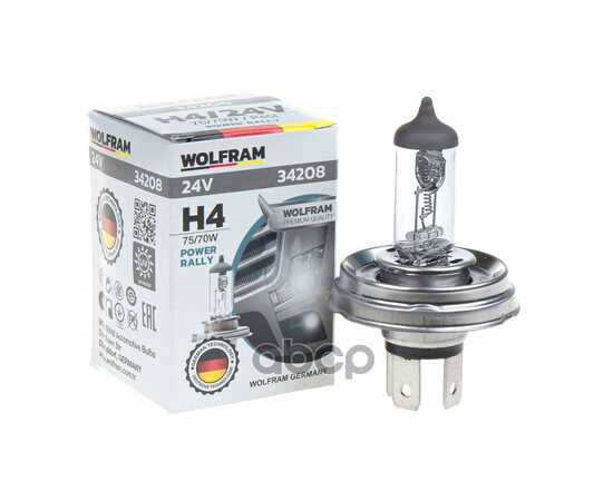 Купить ЛАМПА 24V H4 75/70W P45T WOLFRAM HALOGEN BULB 1 ШТ. КАРТОН 34208