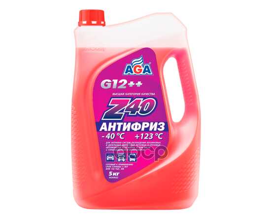 Купить АНТИФРИЗ AGA Z-40 G12++ ГОТОВЫЙ -40C КРАСНЫЙ 5 Л AGA002Z