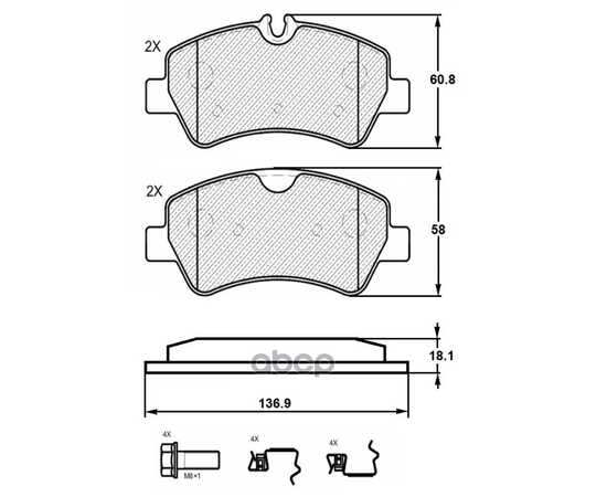 Купить КОЛОДКИ ТОРМОЗНЫЕ ЗАДНИЕ (СМЕСЬ CERAMIC СЕРИЯ PRO) FORD TRANSIT 14-/CUSTOM 12- (TRW GDB1968) E510413