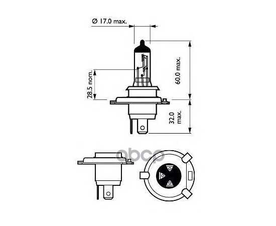 Купить ЛАМПА 12V H4 60/55W PHILIPS LONGERLIFE ECO VISION 1 ШТ. КАРТОН 12342LLECOC1