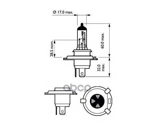 Купить ЛАМПА 12V H4 60/55W PHILIPS LONGERLIFE ECO VISION 1 ШТ. КАРТОН 12342LLECOC1