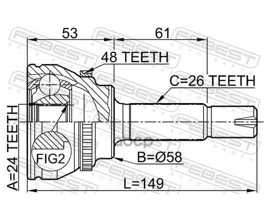 Купить ШРУС НАРУЖНЫЙ 24X58X26 TOYOTA CALDINA AZT24#,ST246,ZZT241 2002.09-2007.06 FEBEST 0110-055A48