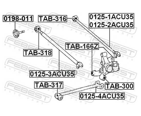 Купить БОЛТ С ЧАШКОЙ ЗАДН НЕРАВАЛЬНОЙ ТЯГИ LEXUS RX 03-08, TOYOTA HARRIER 05-12 0198-011