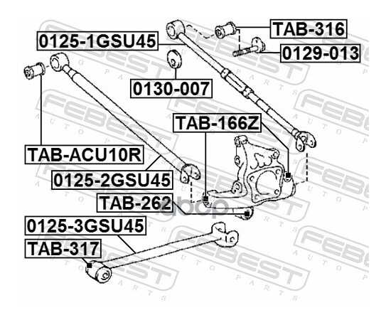 Купить БОЛТ С ЭКСЦЕНТРИКОМ TOYOTA KLUGER L/V ACU25/MCU25 4WD 2000-2007 0129-013