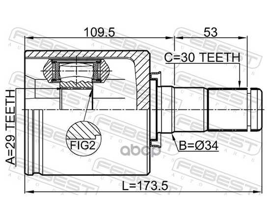 Купить ШРУС ВНУТРЕННИЙ L 29X34X30 NISSAN X-TRAIL RUSMAKE T31R 2009.10- FEBEST 0211-T31LH