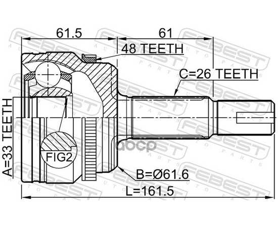 Купить ШРУС НАРУЖНЫЙ 33X61.6X26 TOYOTA CAMRY/HYBRID FEBEST 0110-ASV50LA48