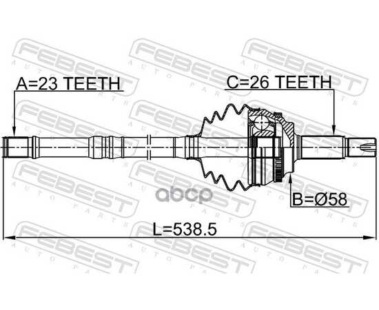 Купить ШРУС НАРУЖНЫЙ С ВАЛОМ 23X538X26 ПОДХОДИТ ДЛЯ TOYOTA COROLLA 5D ZZE122 2001.10-2007.02 [GR] 0114-ZZE120A48LH