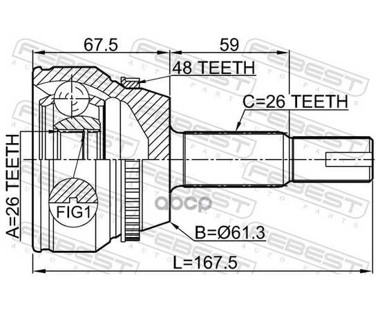 Купить ШРУС ВНЕШНИЙ 26X61.3X26 TOYOTA CAMRY ACV40/GSV40 2006-2011 0110-ACV40L26A48